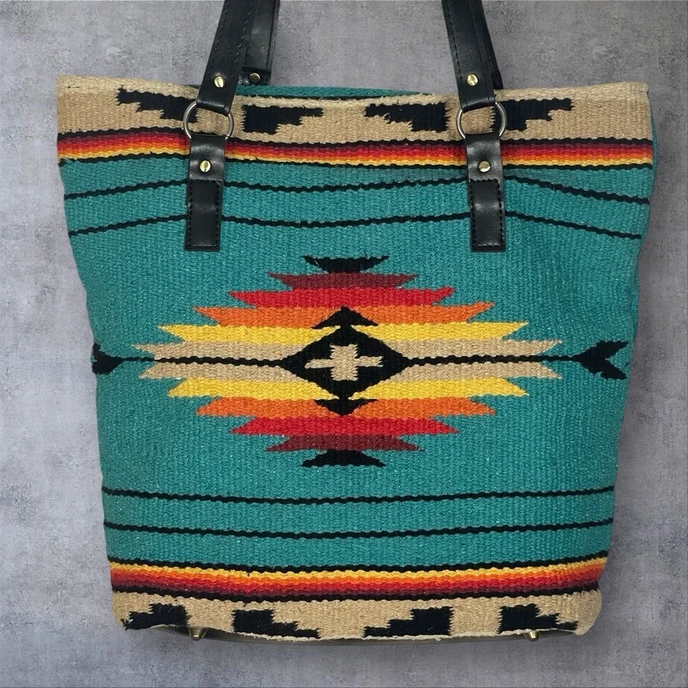 El Paso Saddle Blanket Company Tote Purse Southwestern Aztec Native Cotton‎ Boho